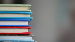 A stack of colorful back to school books